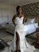 White Sparkly Strapless Mermaid Sequined Prom Dress with Slit