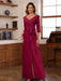 V-Neck Chiffon Jumpsuit with Ruched Detail and 3/4 Sleeves for the Mother