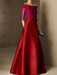 Short-Sleeve Off-the-Shoulder A-Line Mother of the Bride Dress with Belt Applique