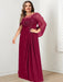 Plus Size Floor-Length Mother of the Bride A-Line Dress with Scoop Neckline Pleats and Sequins