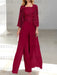 Floor-Length Square Neck Chiffon Mother of the Bride Pantsuit with Jacket & Side Split