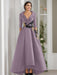 V-Neck A-Line Princess Floor-Length Mother of the Bride Dress with 3/4 Sleeves Appliques and Beading