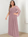 Plus Size Floor-Length Mother of the Bride A-Line Dress with Scoop Neckline Pleats and Sequins
