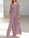 Floor-Length Square Neck Chiffon Mother of the Bride Pantsuit with Jacket & Side Split