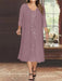 Wisteria V-Neck Long-Sleeve Tea-Length Plus Size Mother of the Bride Dress with Jacket and Sequins