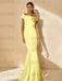 Minimalist Off-the-Shoulder Mother of the Bride Dresses in Trumpet/Mermaid Style with Detachable Flower