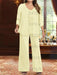 Plus Size 3-Piece Mother of the Bride Chiffon Pantsuit with V-Neck Floor-Length Jacket & Sequins
