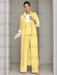 Ankle-Length Mother of the Bride Pantsuits in 3 Pieces Featuring Square Neck Jacket & Lace Appliques