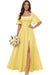Square Neck Ruffle Sleeve Chiffon Bridesmaid Dress with Slit
