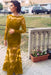Yellow Trumpet/Mermaid Bateau Long Sleeves Applique Lace Dresses - Prom Dresses