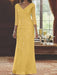V-Neck 3/4 Sleeve Floor-Length Sequined Mother of the Bride Sheath Dress
