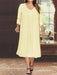 Yellow V-Neck Long-Sleeve Tea-Length Plus Size Mother of the Bride Dress with Jacket and Sequins