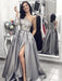 A| Bridelily A-Line One-Shoulder Sweep/Brush Train With Applique Satin Dresses - Prom Dresses