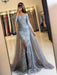 A| Bridelily Long Sleeves Off-The-Shoulder Sweep Train Lace Dresses - Prom Dresses