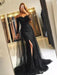 A| Bridelily Long Sleeves Off-The-Shoulder Sweep Train Lace Dresses - Prom Dresses
