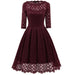 A| Bridelily Womens Sexy New Street Lace Half Sleeve Formal Patchwork Wedding Dress - lace dresses