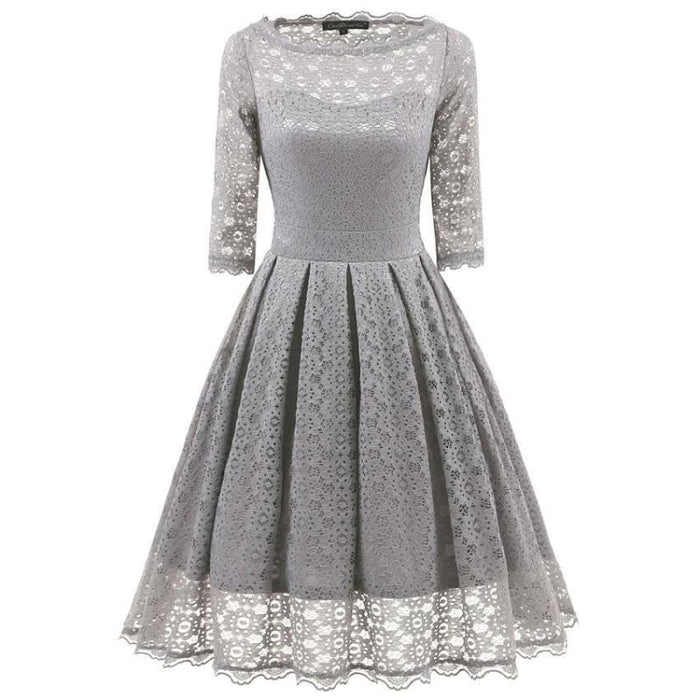 A| Bridelily Womens Sexy New Street Lace Half Sleeve Formal Patchwork Wedding Dress - lace dresses