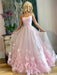 A-Line/Princess Bateau Tulle Applique Floor-Length Sleeveless Dresses - Prom Dresses