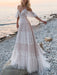 boho wedding dresses 2021 a line deep v neck straps lace short sleeve bridal gown for beach wedding with sweep train