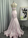 A-Line Halter Sleeveless Sweep/Brush Train With Ruffles Satin Two Piece Dresses - Prom Dresses