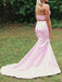 A-Line Halter Sleeveless Sweep/Brush Train With Ruffles Satin Two Piece Dresses - Prom Dresses