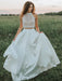 A Line Two Pieces Lace White Prom Dresses, White Lace Formal Dresses, Two Pieces White Evening Dresses