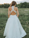 A Line Two Pieces Lace White Prom Dresses, White Lace Formal Dresses, Two Pieces White Evening Dresses