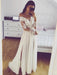 A Line Long Sleeves Lace White Prom Dresses with  Long Sleeves White Lace Formal Graduation Evening Dresses