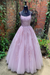 Lavender A Line Lace Long Prom Dresses 