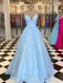 A-Line/Princess Floor-Length V-neck Sleeveless Tulle Ruffles Dresses - Prom Dresses