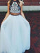 A-Line/Princess Halter Sleeveless Floor-Length Beading Net Two Piece Dresses - Prom Dresses