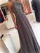 A-Line/Princess Halter Sleeveless Sweep/Brush Train Beading Chiffon Dresses - Prom Dresses