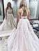 A-Line/Princess High Neck Sleeveless Sweep/Brush Train Applique Tulle Two Piece Dresses - Prom Dresses