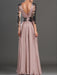 A-Line/Princess Long Sleeves V-neck Chiffon Applique Floor-Length Dresses - Prom Dresses