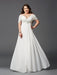 A-Line/Princess Off-the-Shoulder Ruched Short Sleeves Long Chiffon Plus Size Dresses - Prom Dresses
