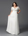 A-Line/Princess Off-the-Shoulder Ruched Short Sleeves Long Chiffon Plus Size Dresses - Prom Dresses