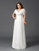 A-Line/Princess Off-the-Shoulder Ruched Short Sleeves Long Chiffon Plus Size Dresses - Prom Dresses