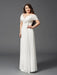 A-Line/Princess Off-the-Shoulder Ruched Short Sleeves Long Chiffon Plus Size Dresses - Prom Dresses
