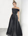 A-Line/Princess Off-the-Shoulder Sleeveless Sweep/Brush Train Ruffles Satin Dresses - Prom Dresses