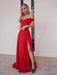 A-Line/Princess Off-the-Shoulder Stretch Crepe Sleeveless Ruffles Sweep/Brush Train Dresses - Prom Dresses