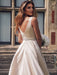 A-Line/Princess Satin Beading V-neck Sleeveless Sweep/Brush Train Dresses - Prom Dresses