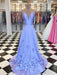 A-Line/Princess Satin Hand-Made Flower V-neck Sleeveless Sweep/Brush Train Dresses - Prom Dresses