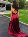A-Line/Princess Sleeveless Halter Sweep/Brush Train Ruffles Silk like Satin Dresses - Prom Dresses