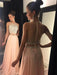 A-Line/Princess Sleeveless Scoop Beading Sweep/Brush Train Chiffon Dresses - Prom Dresses