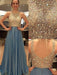 A-Line/Princess Sleeveless Scoop Chiffon Beading Sweep/Brush Train Dresses - Prom Dresses