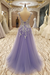 A-Line/Princess Sleeveless Scoop Floor-Length Applique Tulle Dresses - Prom Dresses