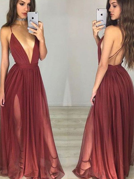 A-Line/Princess Sleeveless Spaghetti Straps Chiffon Floor-Length Ruched Dresses - Prom Dresses