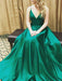 A-Line/Princess Sleeveless Spaghetti Straps Elastic Woven Satin Floor-Length Dresses - Prom Dresses