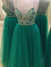A-Line/Princess Sleeveless Spaghetti Straps Tulle Floor-Length Beading Dresses - Prom Dresses