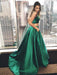 A-Line/Princess Sleeveless Square Floor-Length Ruffles Satin Two Piece Dresses - Prom Dresses